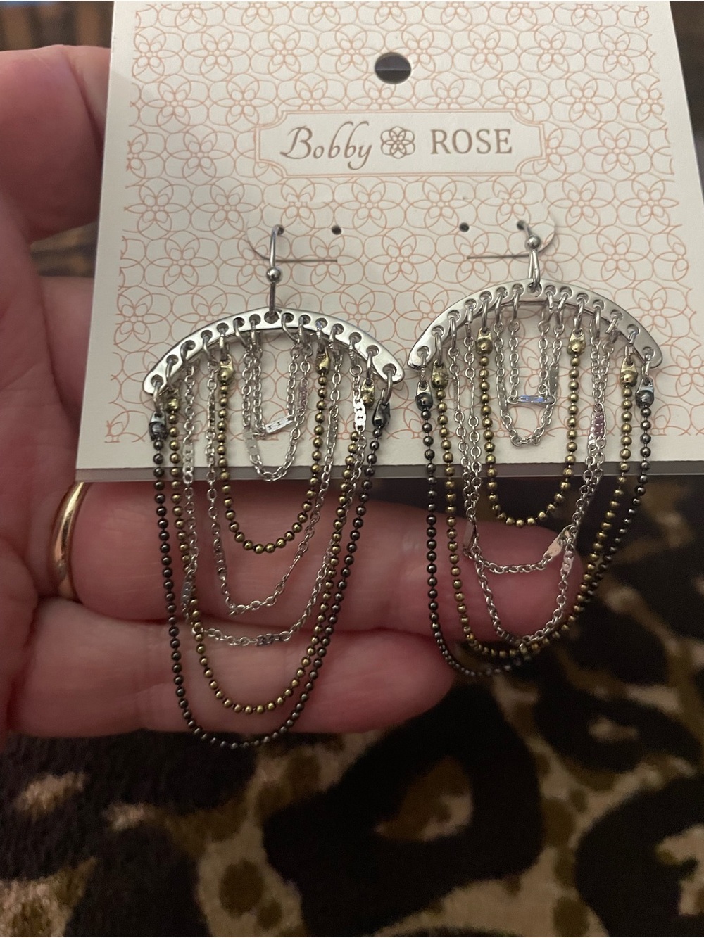 Bobby Rose Two-Tone Fringe Chain Earrings — Silver & Gold